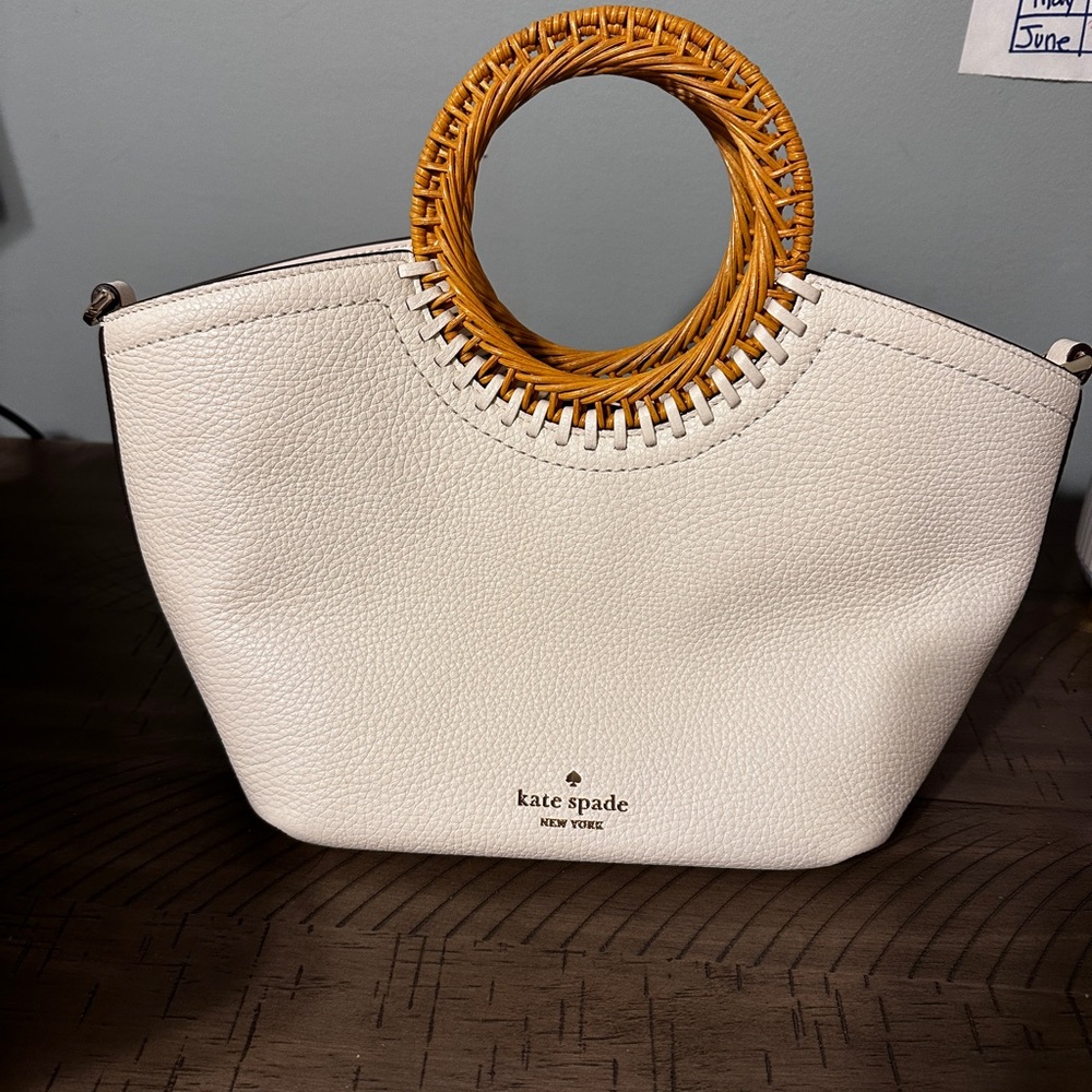 Kate Spade White and Tan Tote with Structured Design